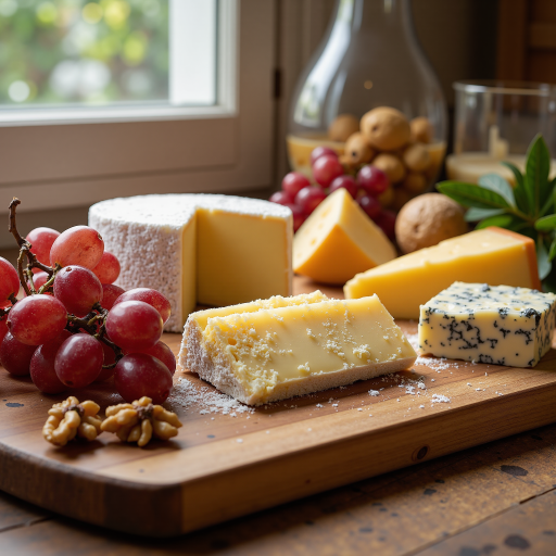 French cheese selection, artisanal varieties, gourmet food items